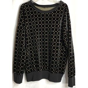 Julian Chang Velvety Sun Design Oversized Black Tunic Top Shirt Medium USA